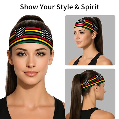 Sports Headband for Women Men,Flag Pattern Workout Head Band,Sweat