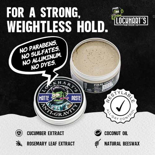 Lockhart's Fortuna Anti-Gravity Matte Paste for Men - Firm Hold, Volume, 3.4 oz