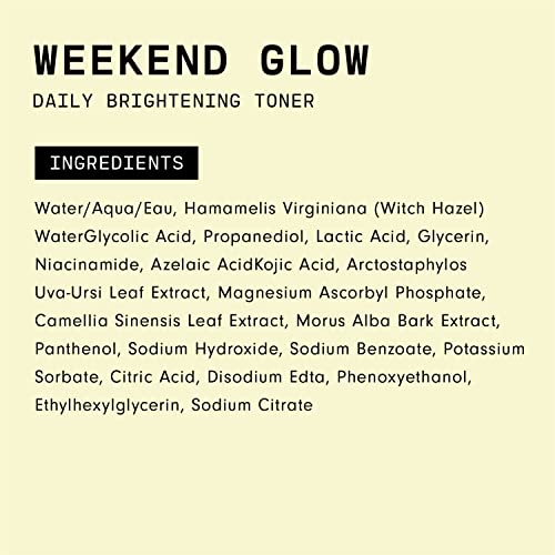 Versed Weekend Glow Daily Brightening AHA Liquid Exfoliant - Exfoliating Treatment with Vitamin C, Azelaic Acid and AHAs - Helps Even Skin Tone and Post Blemish Spots - Vegan (4 fl oz)