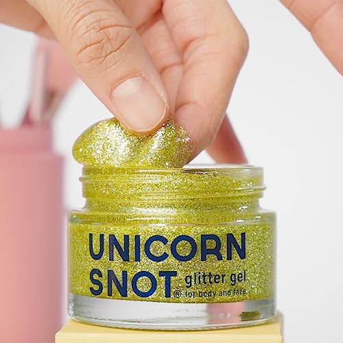 Unicorn Snot Face & Body Glitter - Cosmetic-Grade Holographic Glitter Gel - Glitter Makeup for Festivals, Raves, Anime Cosplay - Safe for Face, Easy Application & Removal, 1.7oz Gold Glitter (Bling)