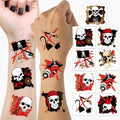 Cheerland Pirate Temporary Tattoo for Party Favor Pre-cut Pirate Ship Theme Decor Summerween Birthday Decorations Halloween Skull Crossbone Treasure Map Tattoo Face Stickers Party Supplies 108Pcs