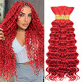Red Curly Braiding Hair Bundles - 30 Inch Deep Wave (3 Pack)