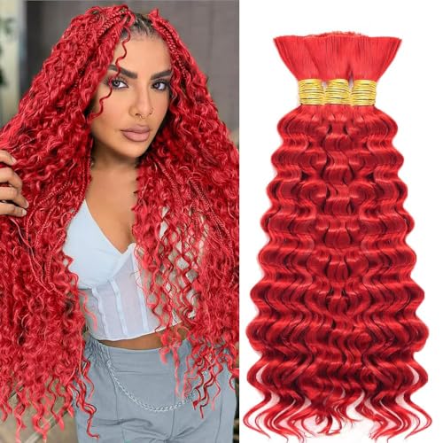 Red Curly Braiding Hair Bundles - 30 Inch Deep Wave (3 Pack)