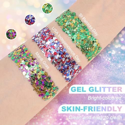 St Patrick's Day Green Glitter Gel Face Body Makeup