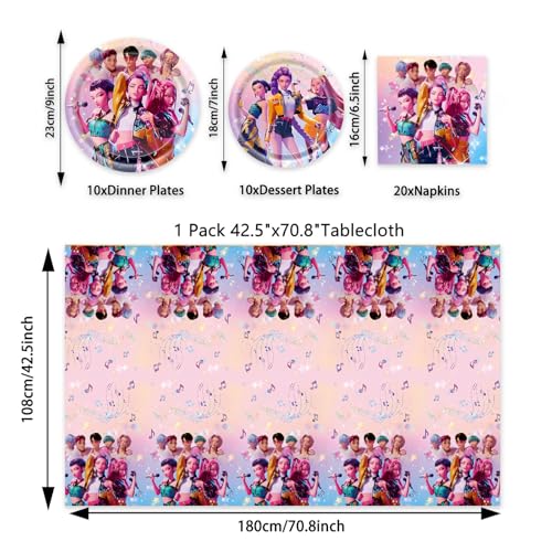 Demon Hunters Birthday Party Supplies Set - 20 Plates, 20 Napkins & Tablecover