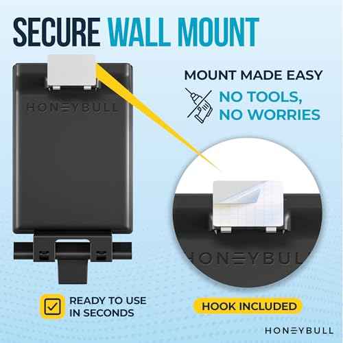 HONEYBULL Fogless Shower Mirror for Shaving ? Anti Fog Mirror for Shower with Water Tank, Adhesive Hook Mount, Bonus Razor Holder & Squeegee ? for Men and Women, Small Bathroom Accessory (Black)