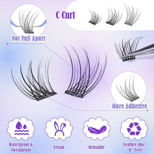 Self Adhesive Eyelashes Clusters 8-12mm C Curl 120pcs