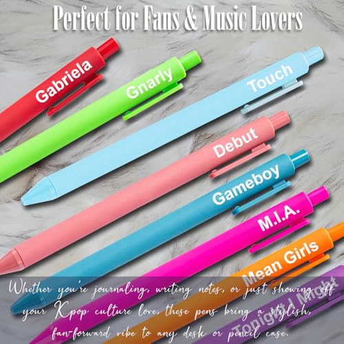 GIFTSFARM Kats Kpop Gel Pens Set - Inspired by KATSEYE, Cute Office Supplies for Music Fans