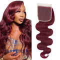 Burgundy Lace Closure 4x4 HD Transparent Swiss Lace Human Hair