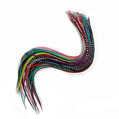 20 Real Rooster Feather Hair Extensions Kit