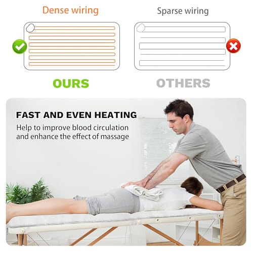 Massage Table Warmer Heating Pad Professional SPA Massage Bed Warmer with 12 Timer & 9 Heat Settings & Overheat Protection for Massage Bed & Spa, Thickened & Soft Fleece, 30" x 71"
