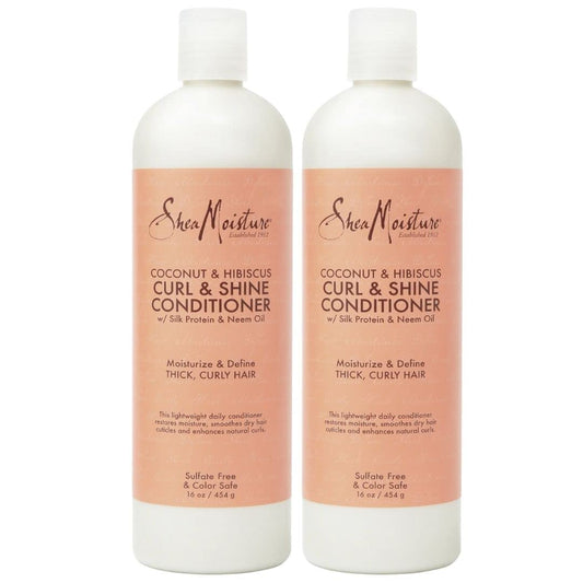 Shea Moisture Shampoo & Conditioner Set – Curl & Shine, Coconut & Hibiscus Hair Care Formulas for Moisturizing & Defining Thick, Curly Hair, 16 Oz Ea