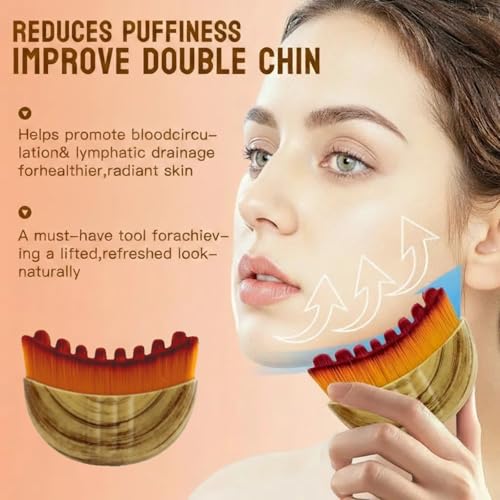 2PCS Lymphatic Contour Face Brush with Gua Sha Tool, Dry Brushing Lymphatic Drainage Massager for Face Chin & Jawline Sculpting (2PCS Contour Brush with 1PCS Guasha Tool)