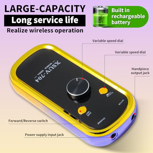 Professional Electric Nail Drill Kit 45000RPM with Bits and Base Yellow Portable Rechargeable Cordless Nail E- File Machine for Acrylic Gel Powder Nails and Manicure Pedicure Toenail Tool Set