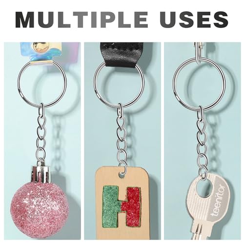 Teenitor 20PCS Key Chain Rings 1 Inch Nickel Metal