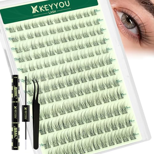 KEYYOU DIY Jungle Lash Kit Fluffy Natural Eyelash Clusters for Everyday Style