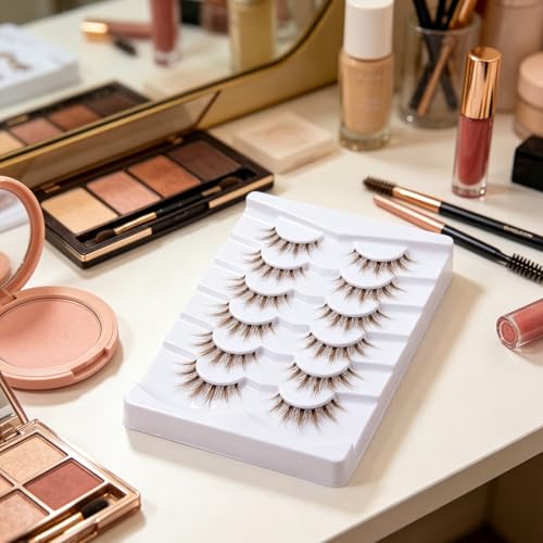 Brown False Eyelashes 7 Pairs Natural Wispy 3D Fluffy