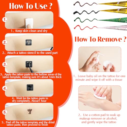 MuseLuxe Temporary Tattoo Kit - 102 Designs, 8 Inks, 4 Colors