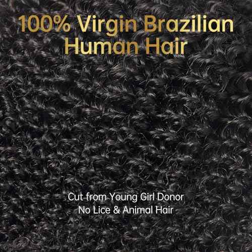 WEQUEEN Kinky Curly Human Hair Bundles Premium Virgin 100% Human Hair 3c/4a Curly Wave 14 Inch Single Bundle Natural Black