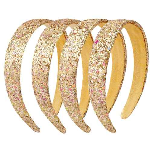 Headbands for Girls Women Glitter Gold Headband Sparkly Headband Hair Bands for Women Girls Headbands Bling Head Bands Hair Accessories for Party Holiday Back to School