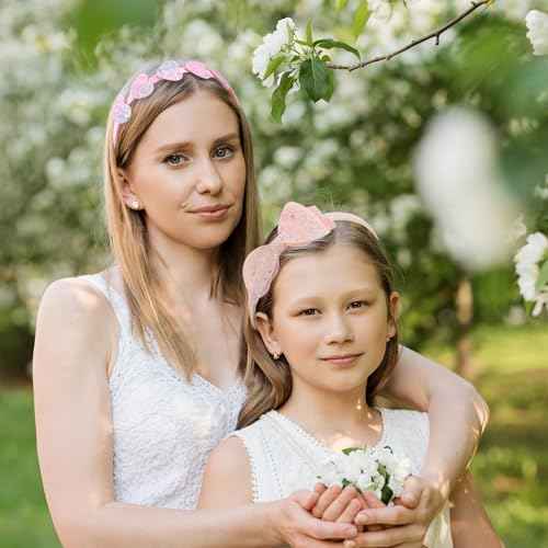 CAVETEE Headband for Girls, 8 PCS Sparkly Cute Toddler Headband Glitter Hair Bands Non Slip Bow Hair Accessories for Girls