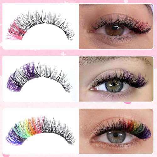 Colored Lash Clusters 300Pcs - 8 Colors D Curl 14mm/16mm