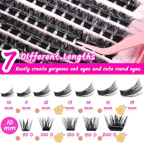 Fluffy Eyelash Clusters Kit - 336 Pcs 200D D Curl Extensions
