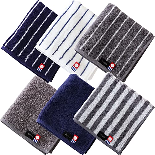 Japanese Imabari Towel Set ? 6 Pack 9.8"x9.8" Mini Face Towels, 100% Cotton, Made in Japan ? Soft, Absorbent, for Travel, Baby, Gym Assortment D (6 Pack)