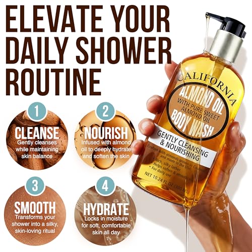 Almond Shower Oil Body Wash for Dry Sensitive Skin 10.24 fl oz