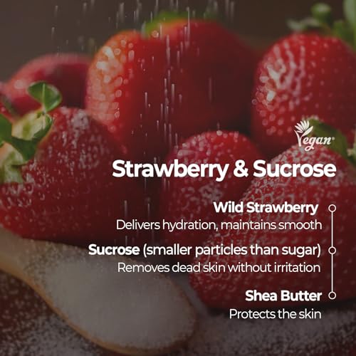SKINFOOD Strawberry Sugar Lip Scrub Mask, Stocking Stuffers, Exfoliating Lip Care, Hydrating Korean Lip Product for Soft & Smooth Lips, Deep Nourishment Mild Sugar Scrub Vegan (0.71 fl. Oz.)