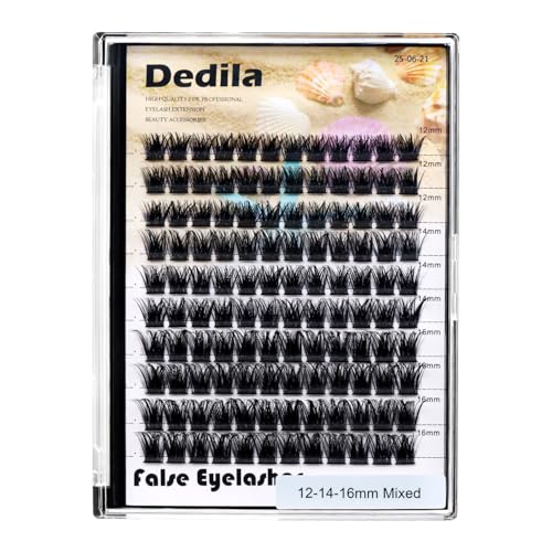 120 Pcs Handmade D Curl Makeup Clusters Eye lashes Extensions Mixed 10-12-14-16mm/12-14-16mm/14-16-18mm D Curl Soft and Lightweight Individual false eyelashes Wide Stem (Mixed 12-14-16mm)