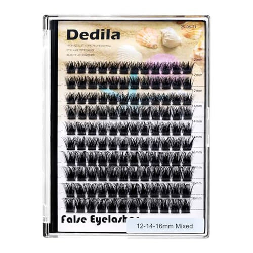 120 Pcs Handmade D Curl Makeup Clusters Eye lashes Extensions Mixed 10-12-14-16mm/12-14-16mm/14-16-18mm D Curl Soft and Lightweight Individual false eyelashes Wide Stem (Mixed 12-14-16mm)