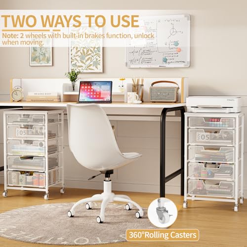 Sbanmao 5-Drawer Rolling Storage Cart with Lockable Wheels