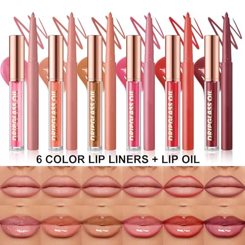 12-Color Lip Liner & Lip Gloss Set – Waterproof Matte & Glossy