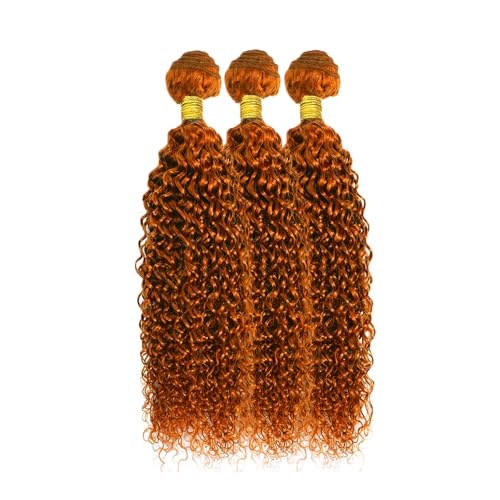 Ginger Orange Bundles Human Hair 26 28 30 Inch Jerry Curly Wave Human Hair Bundles Orange 350 Bundles Unprocessed Brazilian Virgin Hair Quick Weave Hair for Black Women