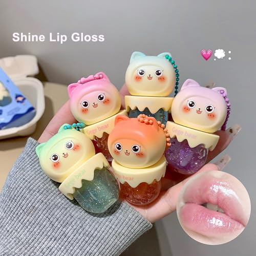 Shimmer Lip Gloss Oil Set, 4 Pcs Hydrating Fruit Flavor
