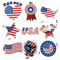 240 Pcs 4th of July Temporary Tattoos for Kids - Waterproof, Safe