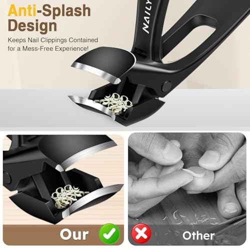 Toenail Clippers for Thick Toenails 6Pcs, Long Handle Nail Clippers for Seniors Angled Head with Catcher, 45¡Æ Slanted Toe Nail Clippers Curved Blade, Ergonomic Wide Jaw Opening Heavy Duty