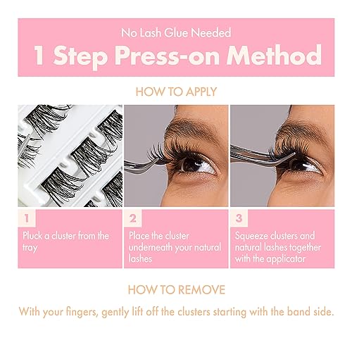 i-ENVY Press&Go Self-Adhesive Eyelashes, No Glue Needed False Eyelash Clusters, Easy Application 1 Step Press-On Lashes, No Damage or Residue (Special Day Spiky)