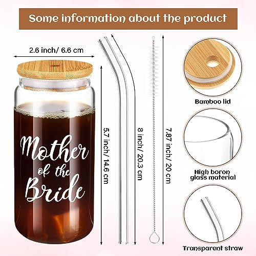 Zubebe 3 Pcs Bride Gifts for Bachelorette Party Bridal Shower Wedding Gift Set Include Glass Cup Canvas Tote Bag Makeup Bag