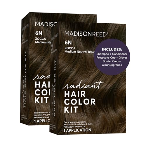 Madison Reed 6N Medium Neutral Brown Hair Color Kit - Gray Blending, PPD-Free
