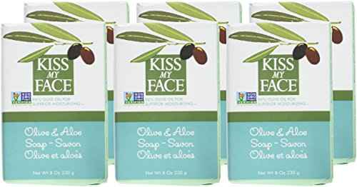 Kiss My Face Soap Bar Olive & Aloe with sea Salt 8 Ounce (235ml) (6 Pack)