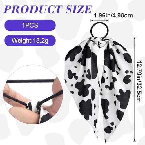 Cow Print Hair Band for Women, Non-Slip Rabbit Bunny Ear Bow Hair Tie Ropes, Elastic Bowknot Ponytail Holder Hair Scrunchies Accessories for Curly Straight Thin Thick Fine Hair