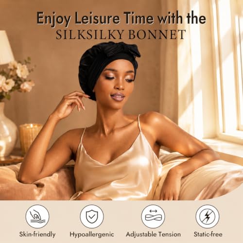 Luxurious 100% Mulberry Silk Bonnet for Sleeping - Adjustable Tie Band