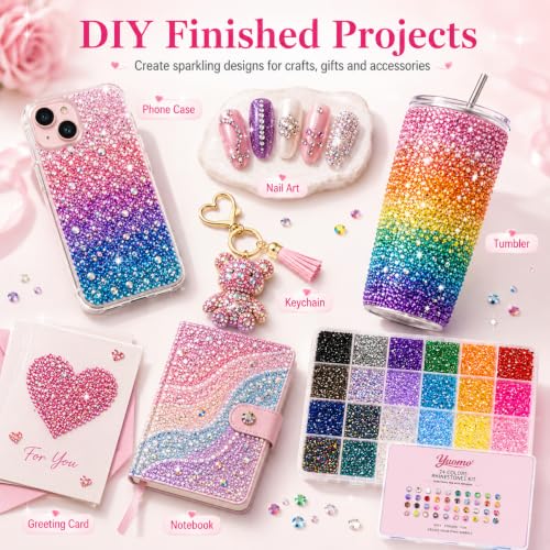 Mix Color 24 3mm Resin Rhinestones Bedazzling Kit with 32000PCS & Glue - BlissVeritura