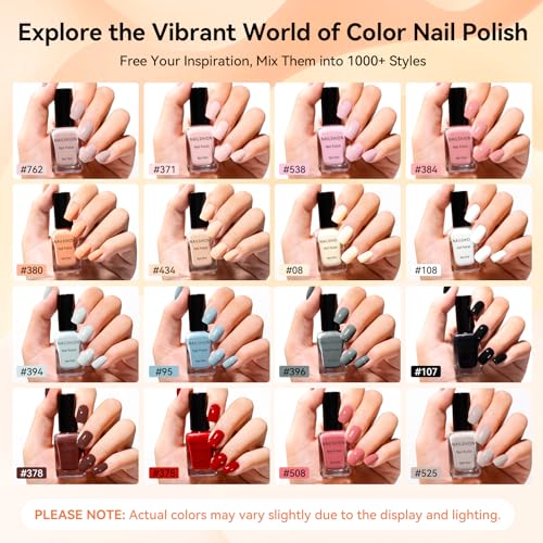 Fall Winter Burgundy & Brown Nail Polish Set 16 Colors & Base Top - Z16Colors-Fall into Romance