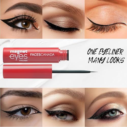 Facescanada Magneteyes Eyeliner | Deep Black Liquid Eyeliner for Bold, Defined Eyes | Long Lasting, Smudge Proof & Waterproof Formula | Precision Brush Tip for Smooth Glide | 0.12 Fl Oz (3.5ml)