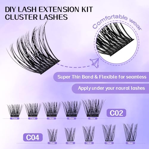 WENDY Lash Extension Kit D Curl 12-16mm Clusters with Glue