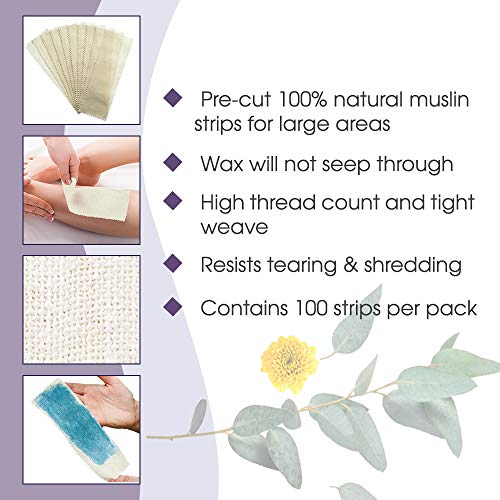 Satin Smooth Large Muslin Epilating Strips for Hair Removal, 100 ct x 2 packs