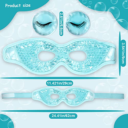 Gel Eye Mask with Eye Holes, with 2 Cooling Eye Pads, Reusable Hot Cold Therapy Cooling Eye Mask for Puffiness/Dark Circles/Eye Bags/Dry Eyes/Headaches/Migraines/Stress Relief, Cold Eye Mask